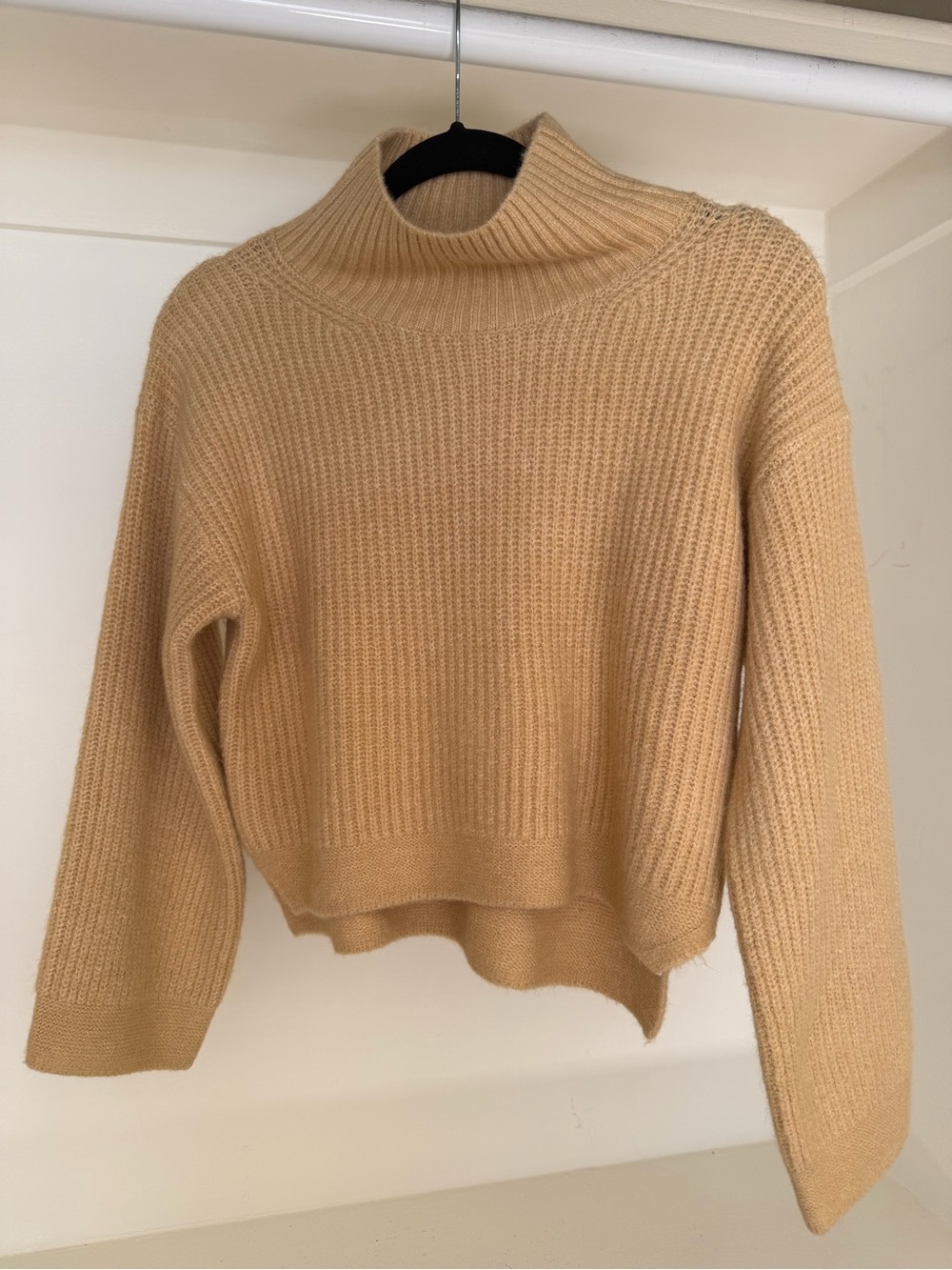 Topshop Camel Ribbed Turtleneck Sweater